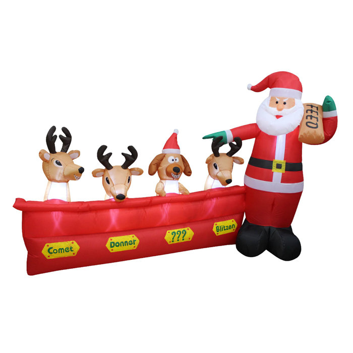 The Holiday Aisle® Santa and His Reindeer Inflatable & Reviews Wayfair